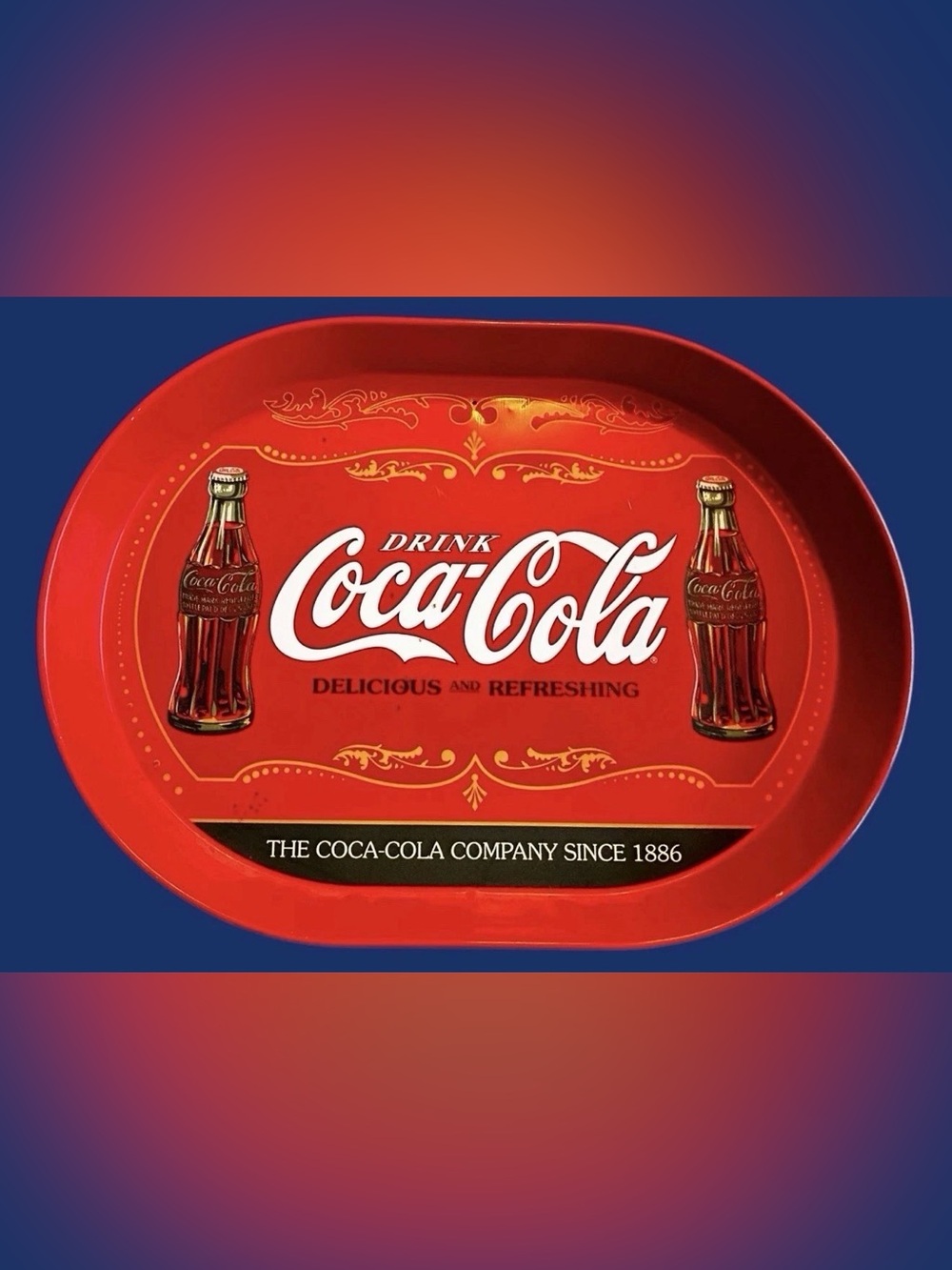 Vintage Coca-Cola Serving Tray with Handles "Drink Coca Cola" Galvanized Tin